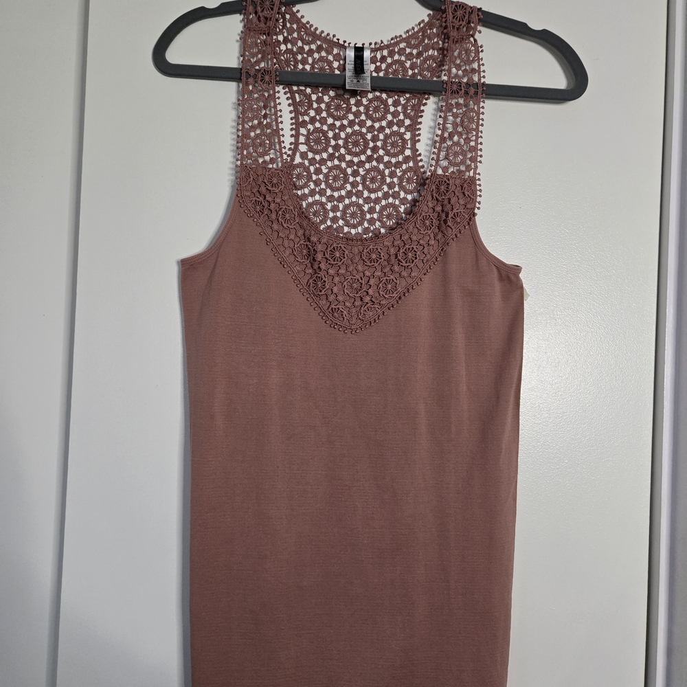 New Mix Mauve Lace Tank Top
